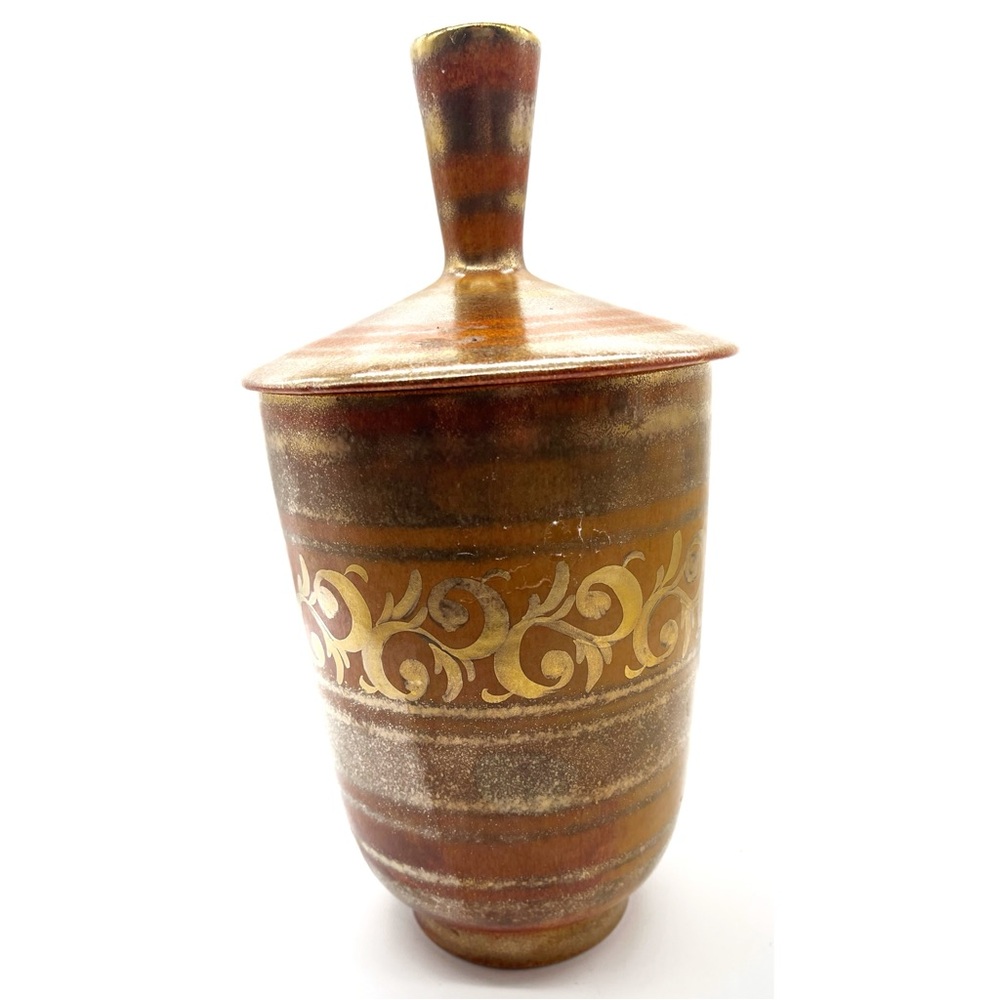 Vintage MCM VEE JACKSON San Gabriel California Pottery Jar with Lid. 11”